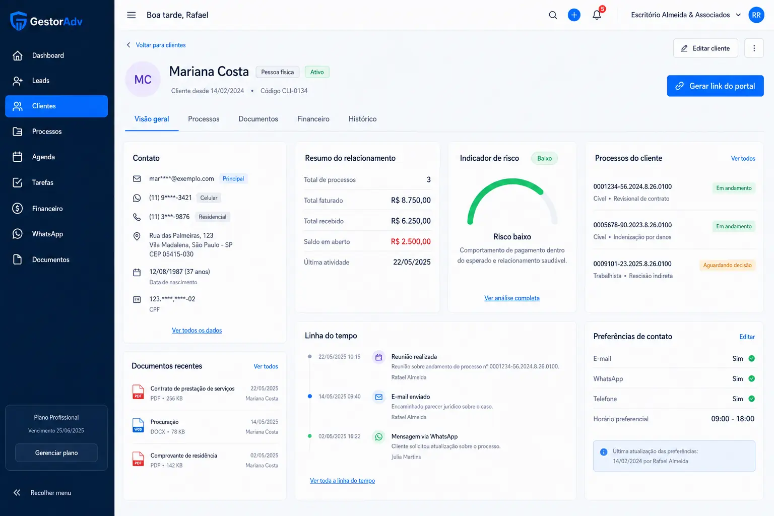 Cadastro de cliente e base para o portal do cliente